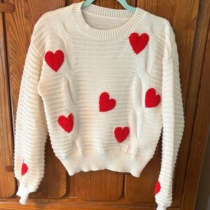 Boutine LA Cream Sweater with Red Hearts